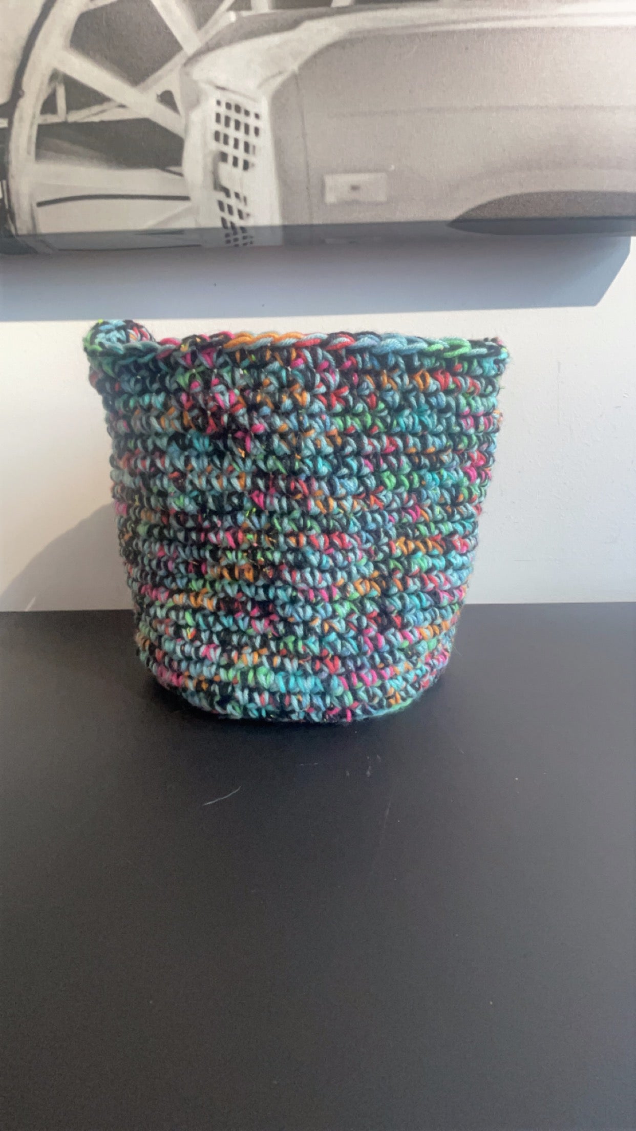 Neon Madness crochet basket