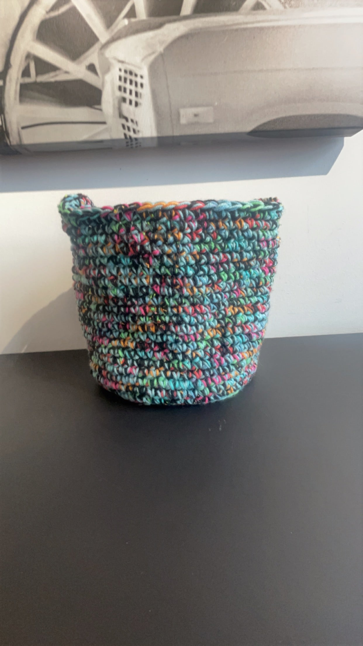 Neon Madness crochet basket