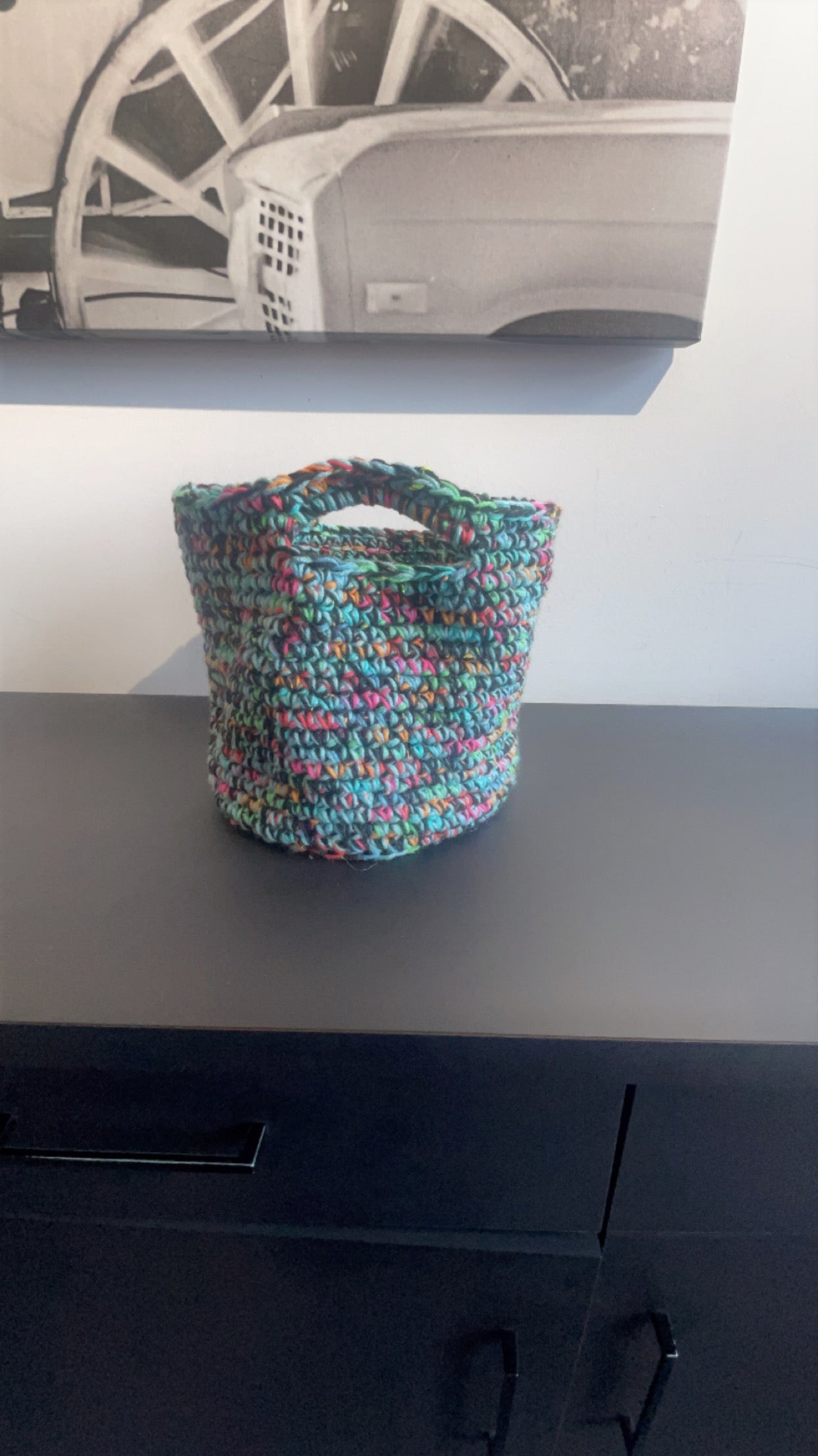 Neon Madness crochet basket