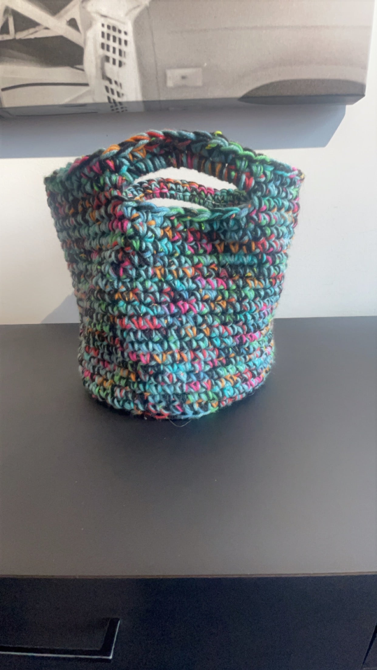 Neon Madness crochet basket